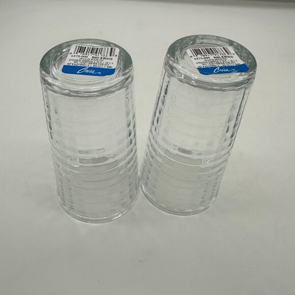 2 Libbey Optic Squares Linees 5"  Clear Glass Glasses Cooler Drinkware - Picture 3 of 4